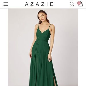Unused and unaltered bridesmaids dress from Azazie size A4 in dark green.